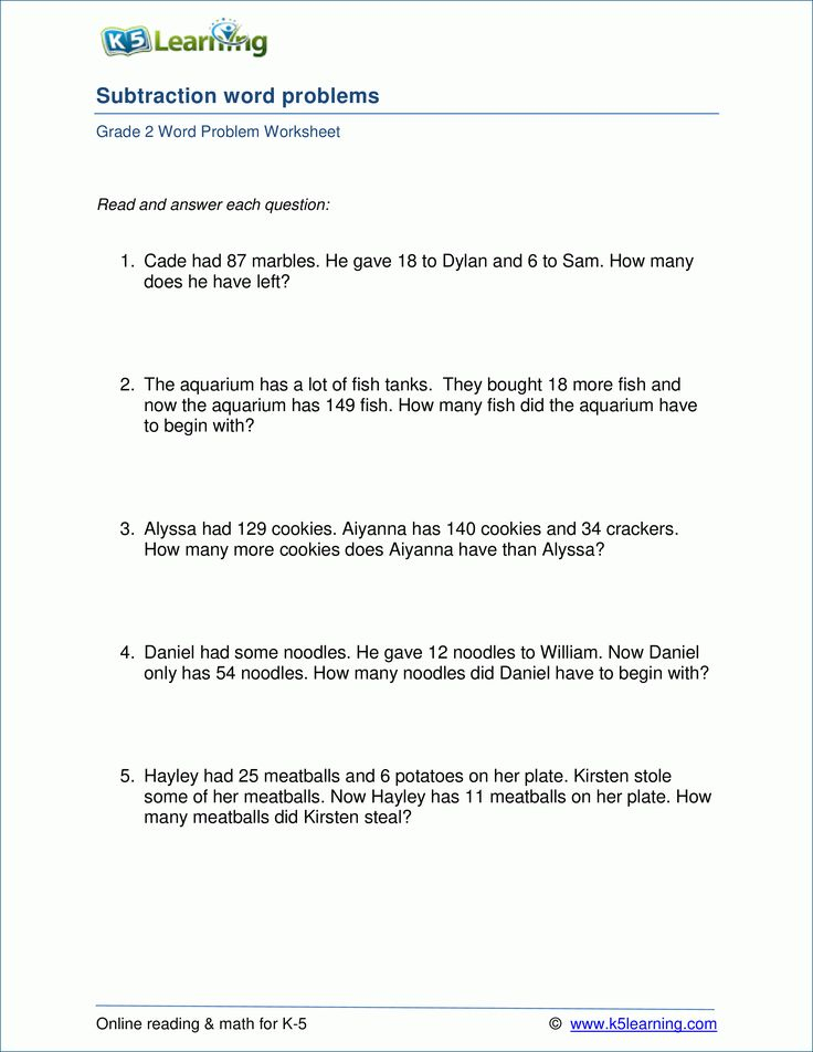 Grade 2 Subtraction Word Problem Worksheets 1 3 Digits Telling Time 