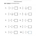 Grade 5 Fractions Worksheet Subtracting Unlike Fractions K5 Learning