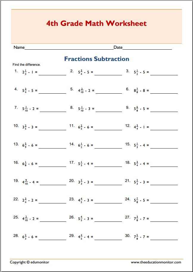 Homework Sheets For 4th Graders