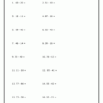 Horizontal Subtraction Double Digit No Regrouping Subtraction