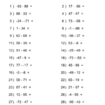 Horizontal Subtraction Worksheets