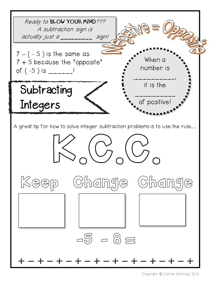 Integer Notes Integers Absolute Value Comparing Adding 