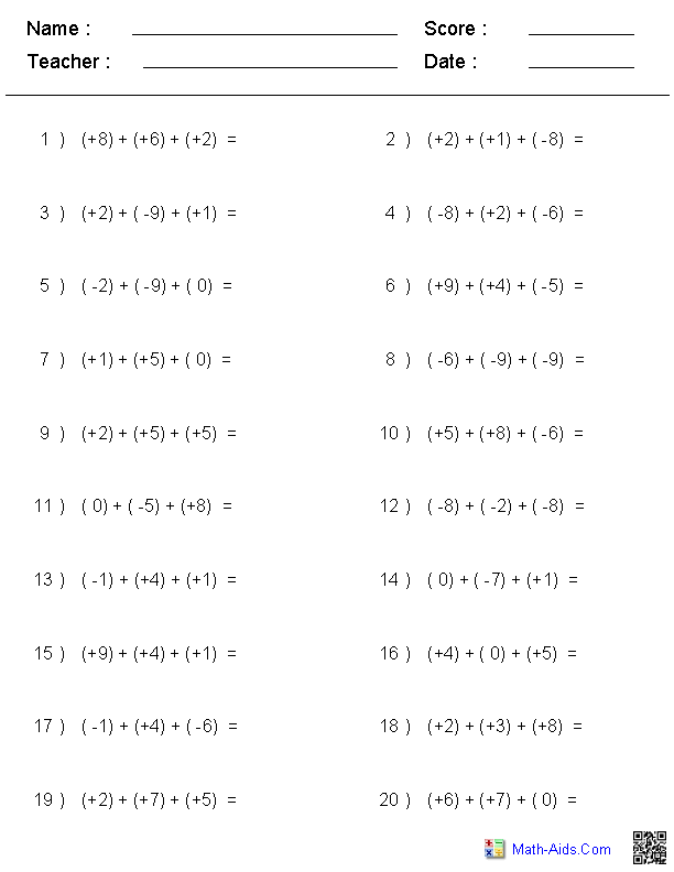 Integers Worksheets Dynamically Created Integers Worksheets Worksheet Template Tips And Reviews