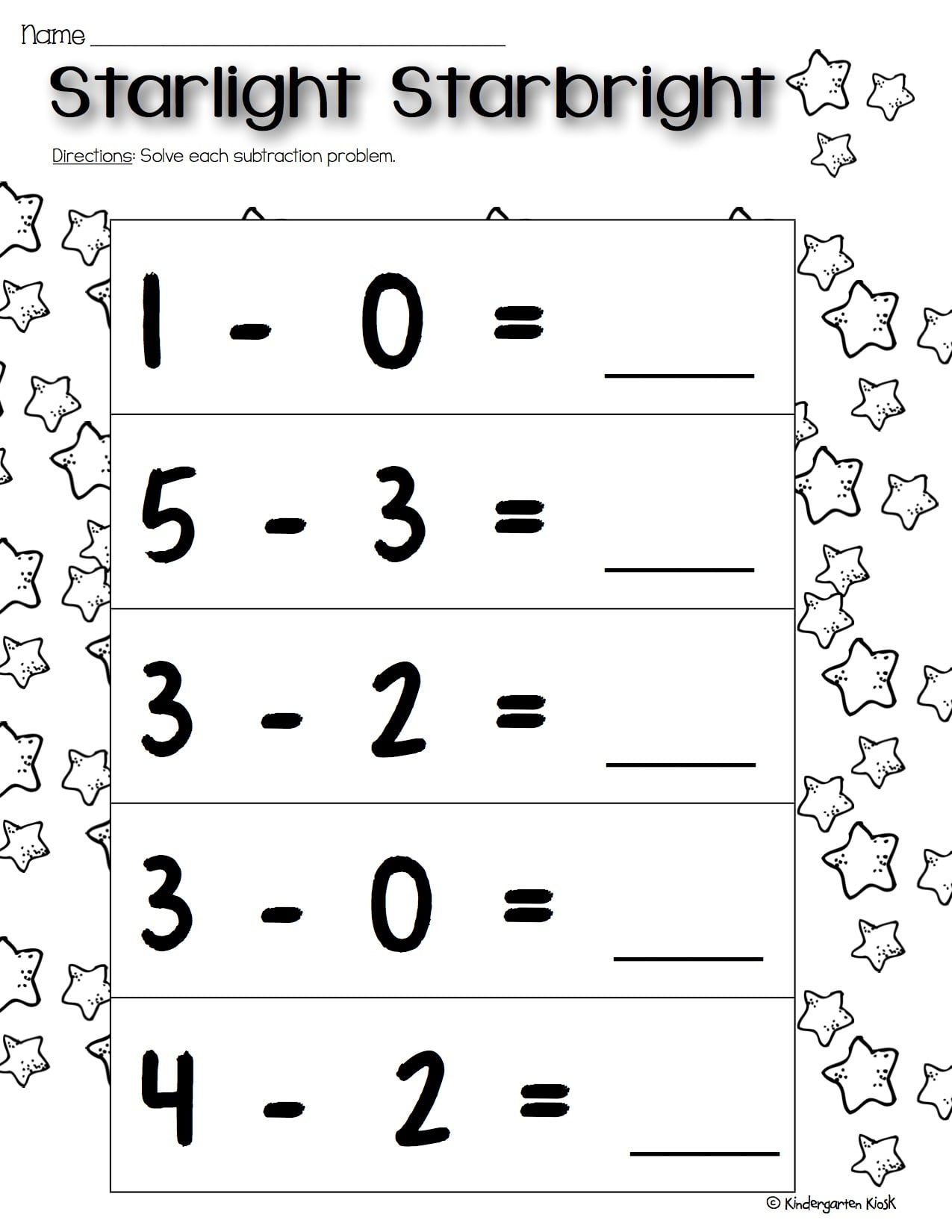 Kindergarten Subtraction Freebie Kindermommacom Kindergarten Math 