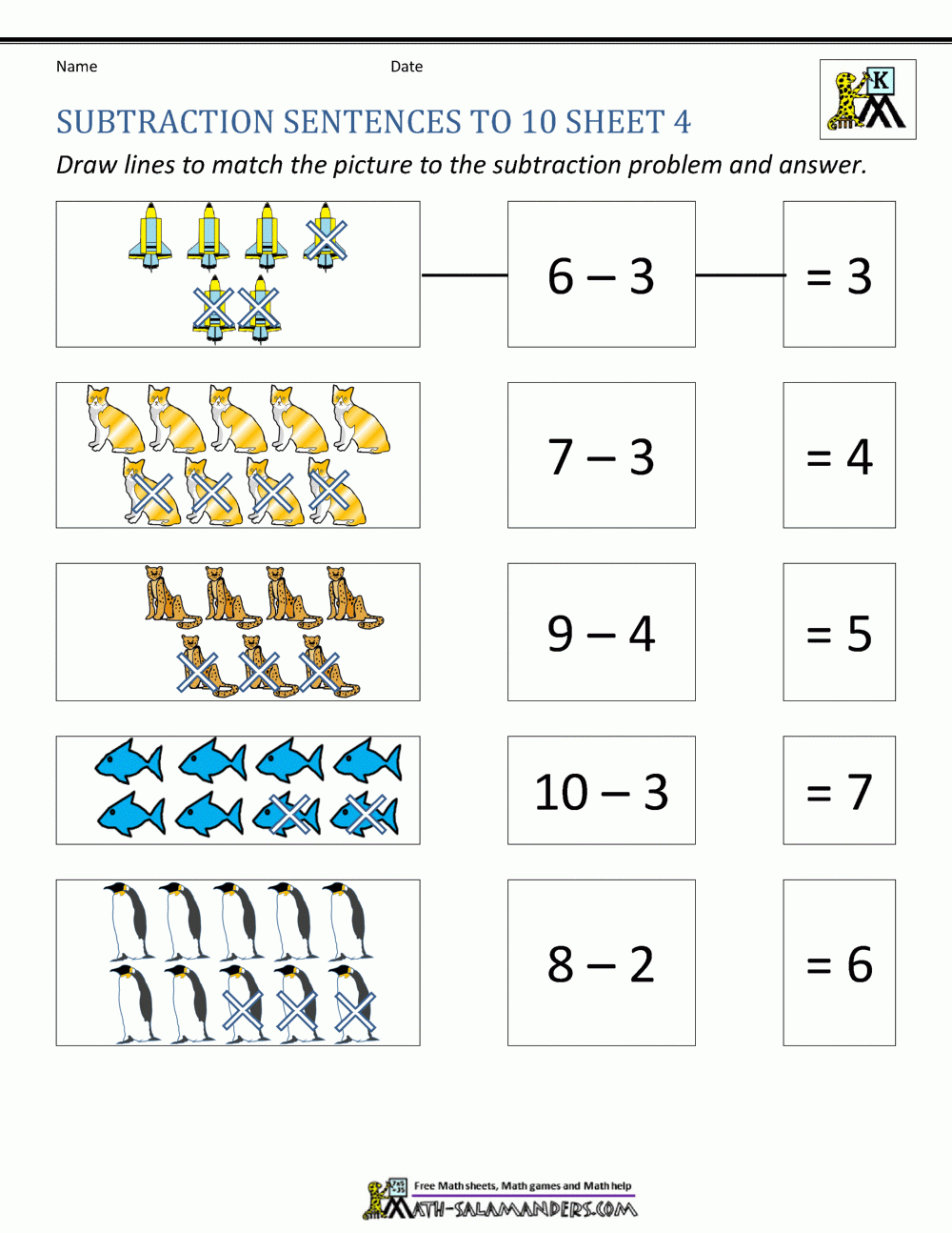 Kindergarten Subtraction Worksheets