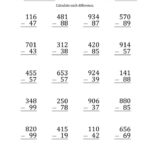 Large Print Subtracting 2 Digit Numbers With All Regrouping A