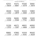 Large Print Subtracting 4 Digit Numbers With All Regrouping G