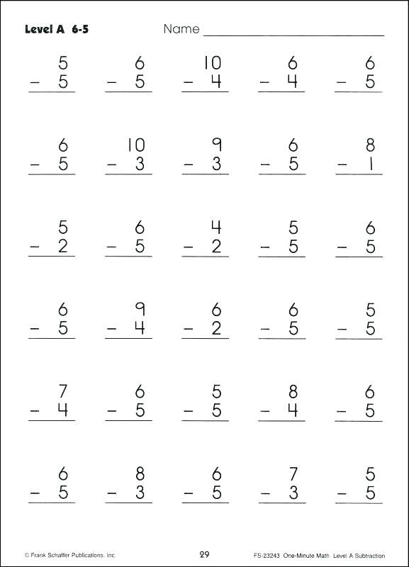 Mad Minute Subtraction Printable Worksheets Math Worksheets Kumon