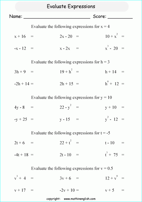 Matching Questions Algebraic Expression Grade 7 Pdf Monthly Archives 