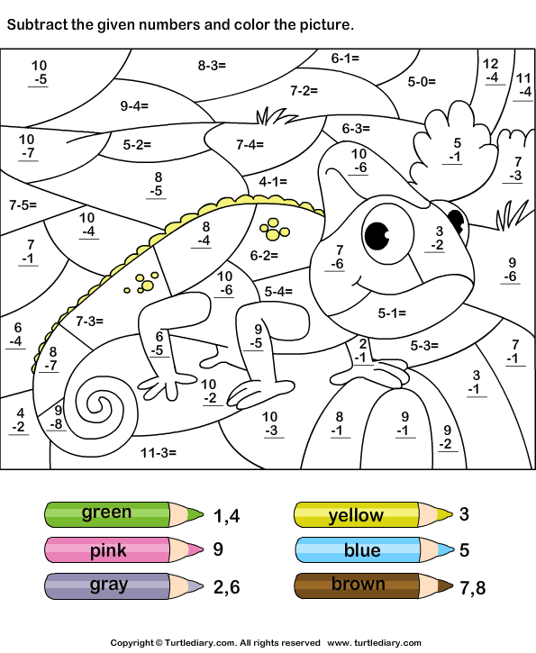 Math Coloring Subtraction Worksheets For Kindergarten Coloring Worksheets