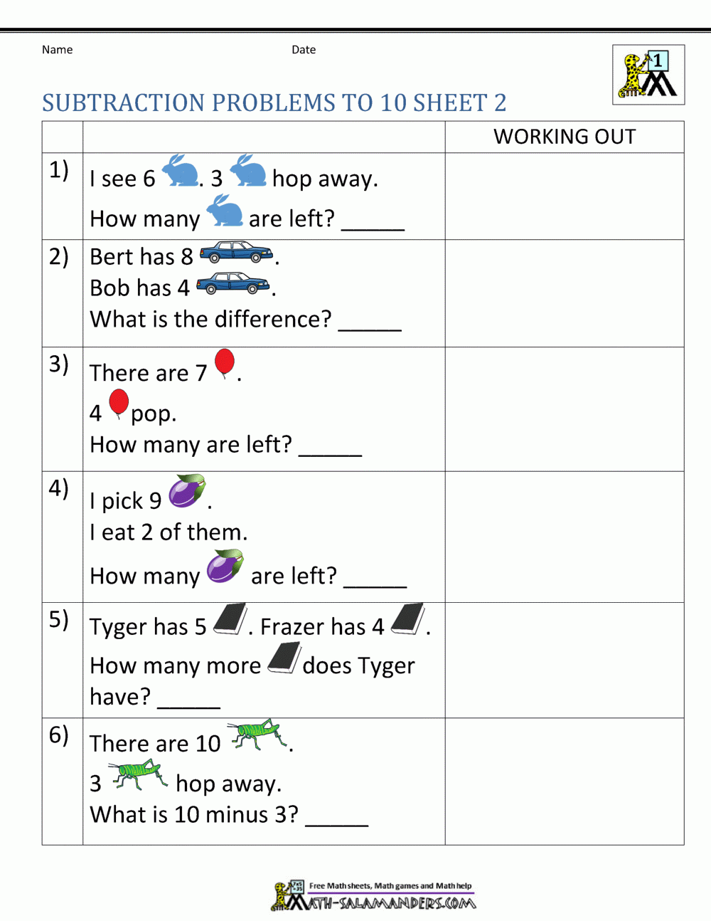 Math Salamanders Addition And Subtraction Word Problems Sheri Swenson 