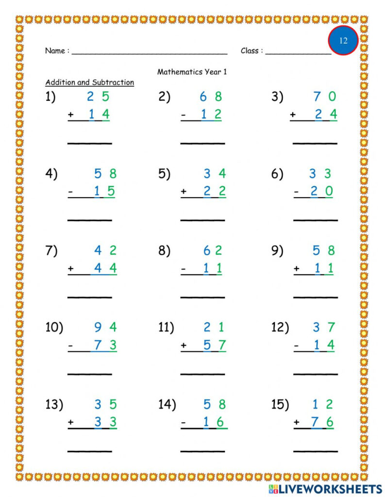 Maths Addition And Subtraction Worksheets For Grade 1 Pdf WorkSheets