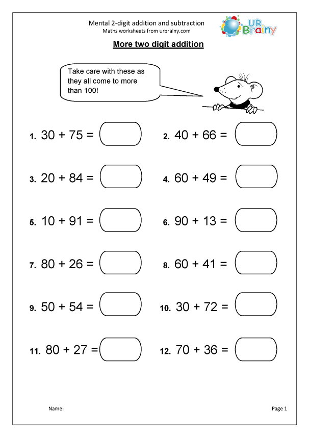 Mental 2 digit Addition And Subtraction Subtraction Maths Worksheets