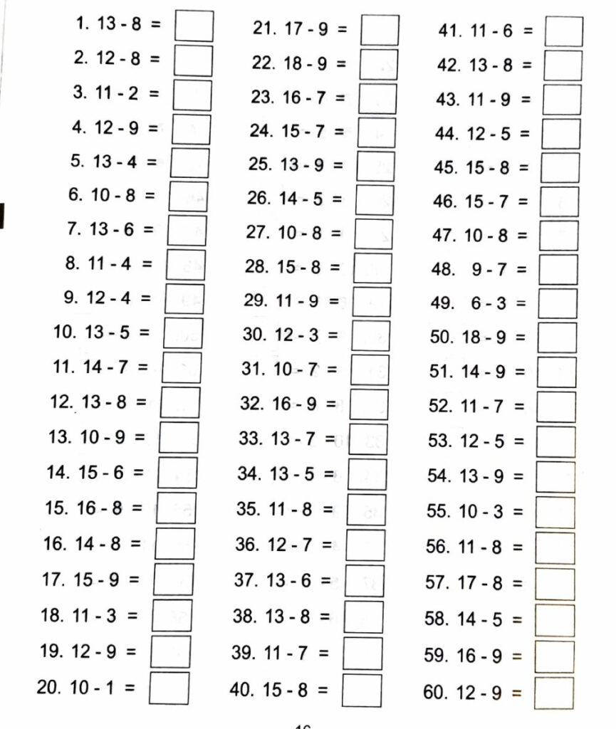 Minus 1 1 Worksheet