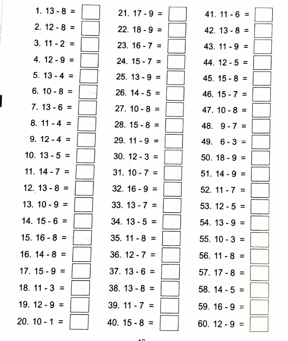 Minus 1 1 Worksheet