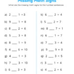 Missing Maths Signs Plus Or Minus Printable Worksheets For Grade 1 Kidpid