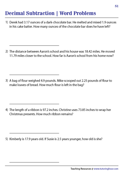 Mixed Decimals Word Problems For Grade 5 K5 Learning Decimal Word