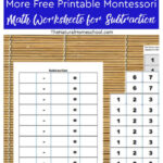 More Free Printable Montessori Math Worksheets For Subtraction The