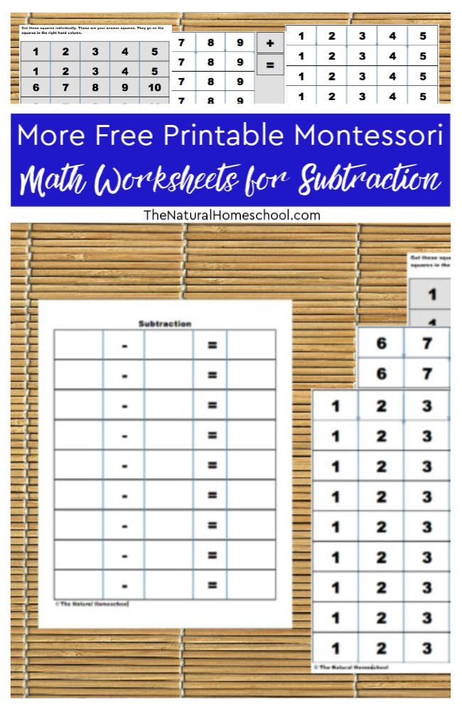 More Free Printable Montessori Math Worksheets For Subtraction The 