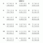 Multi digit Subtraction Worksheets