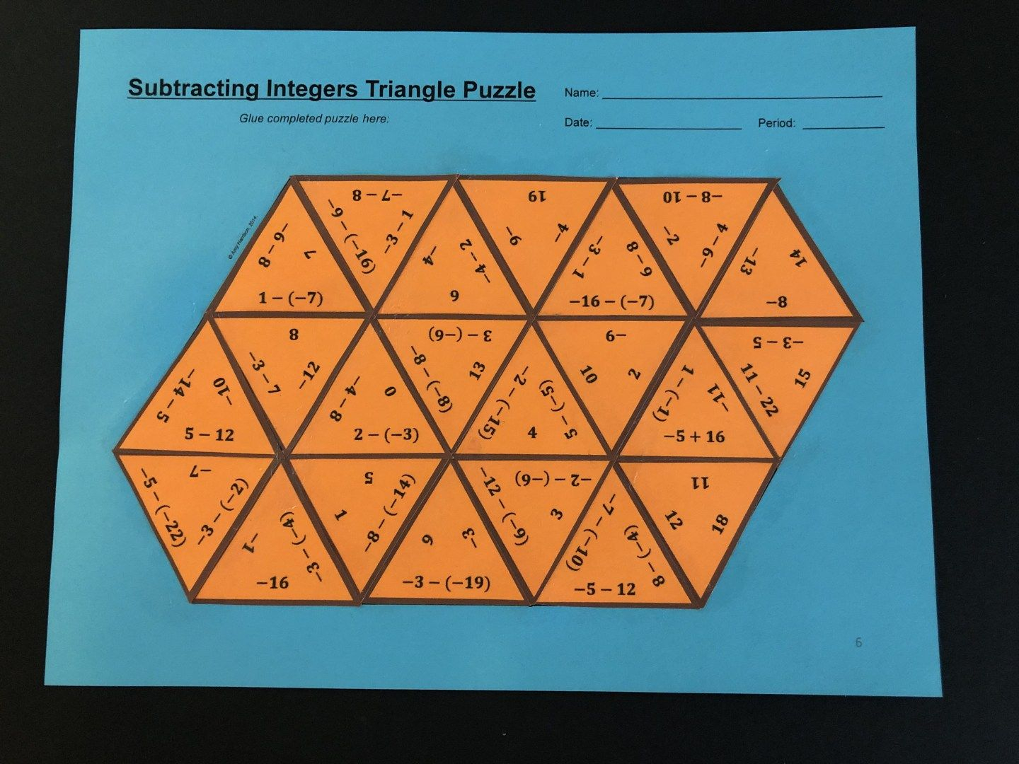 My Math Resources Subtracting Integers Puzzle Subtraction Middle 