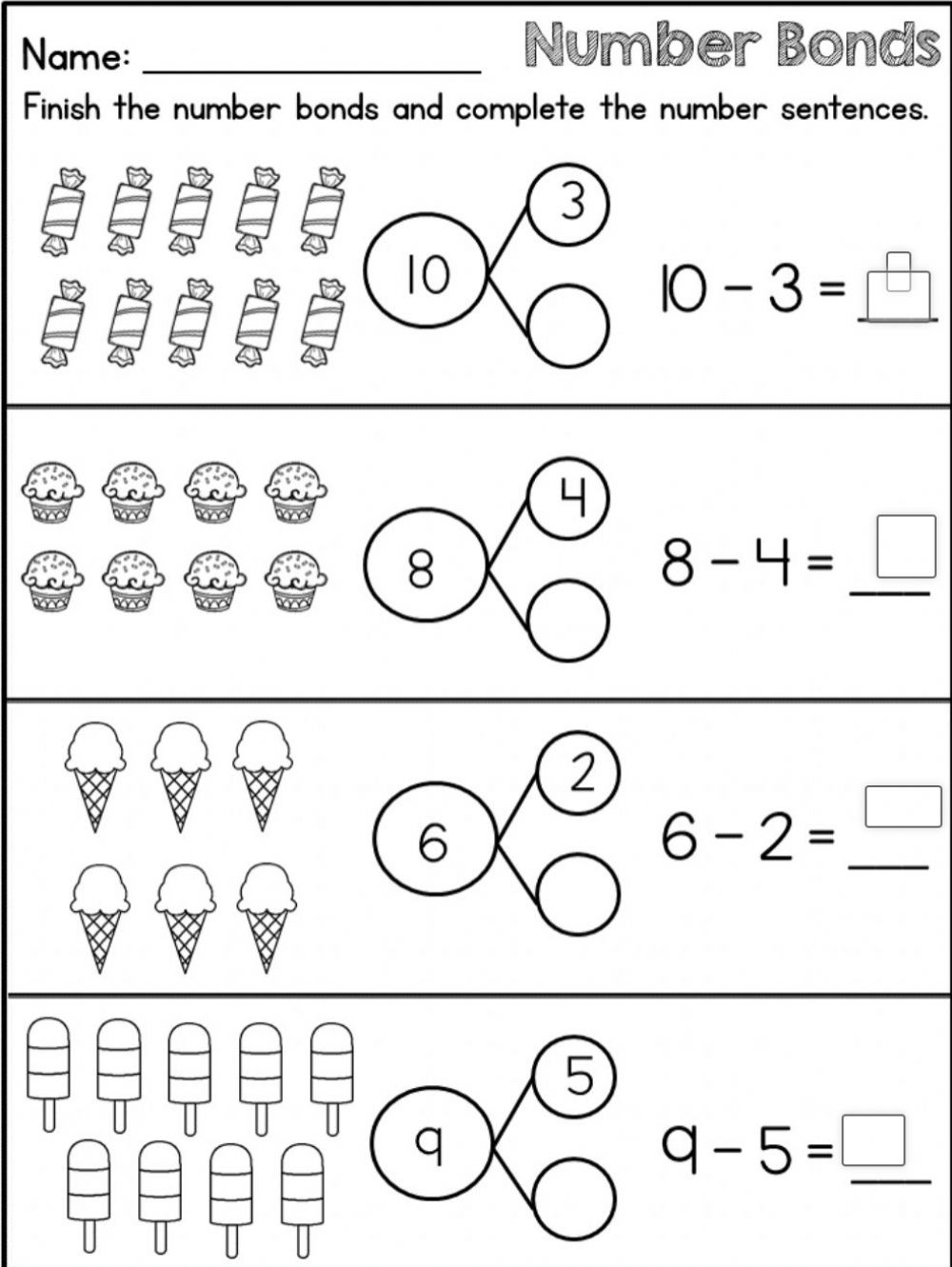 Number Bonds Worksheets 1st Grade Numbersworksheetcom Number Bond 