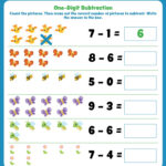 One Digit Subtraction First Grade Math Worksheets Subtraction First