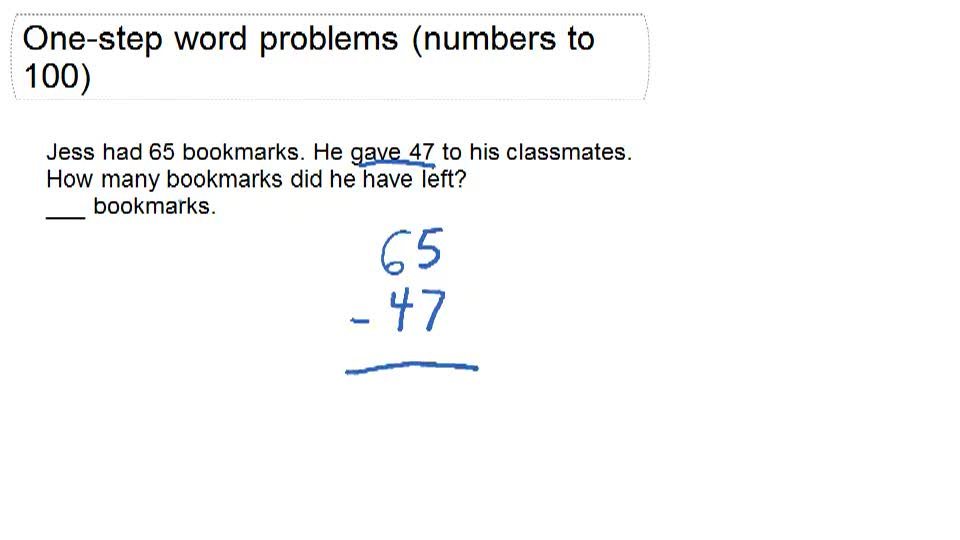 One step Subtraction Numbers To 100 Word Problems CK 12 Foundation