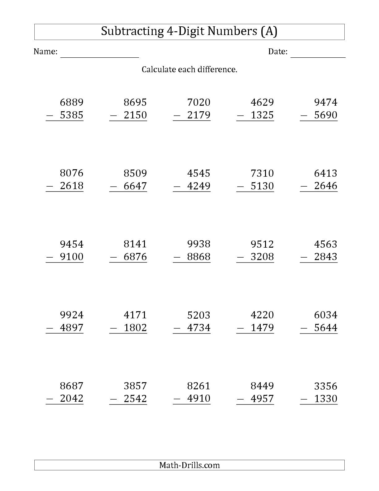 Printable Addition And Subtraction Worksheets For Grade 4 Learning 