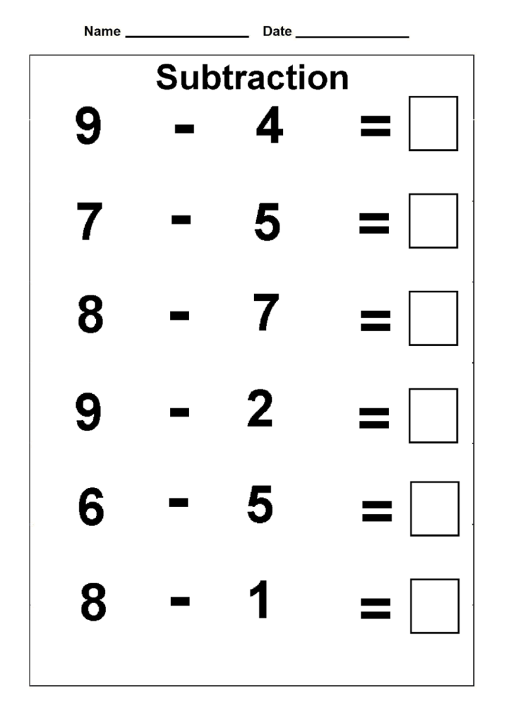 Printable Kindergarten Math Worksheets Kindergarten Subtraction 10 