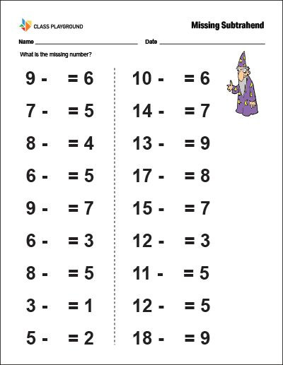 Printable Missing Subtrahend Worksheet Math Lesson Plans Worksheets 