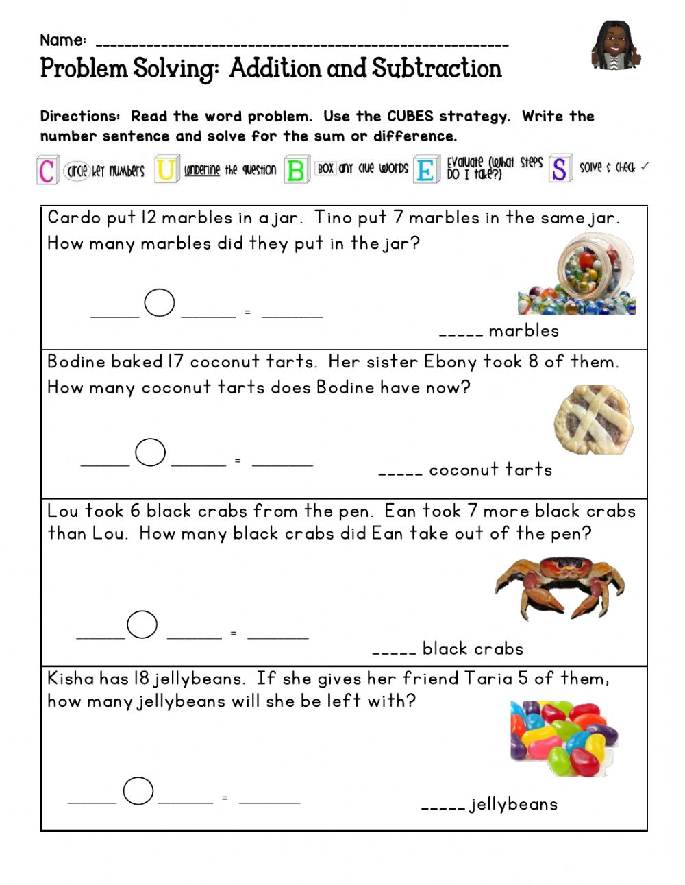 Problem Solving Addition Subtraction Worksheet