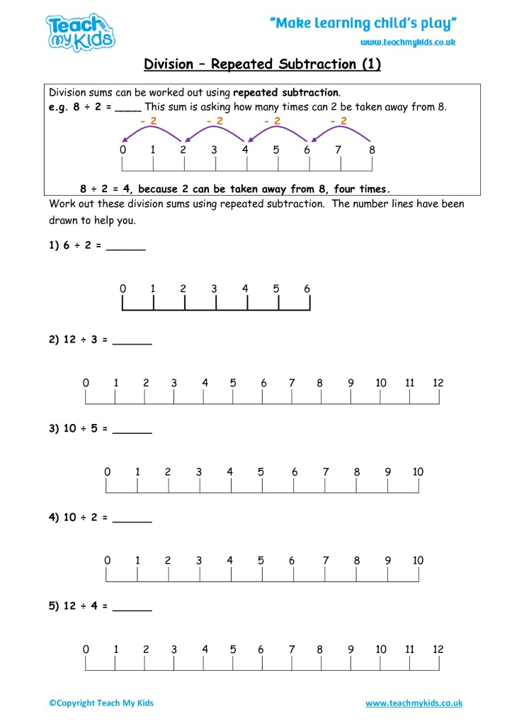 Relate Subtraction And Division Worksheets Times Tables Worksheets