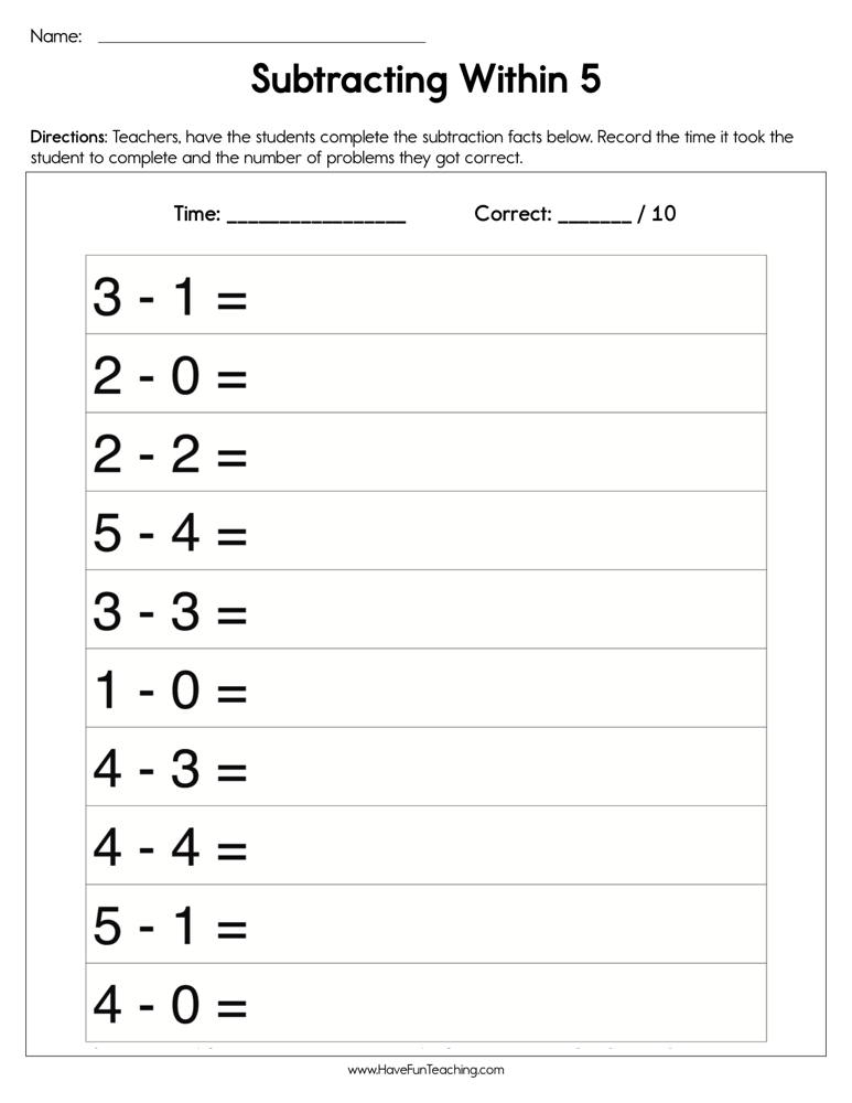 Resources Third Grade Math Subtraction