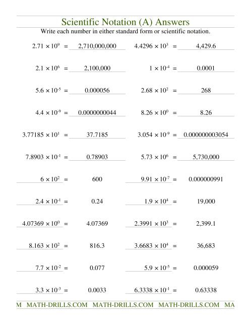 Scientific Notation A 