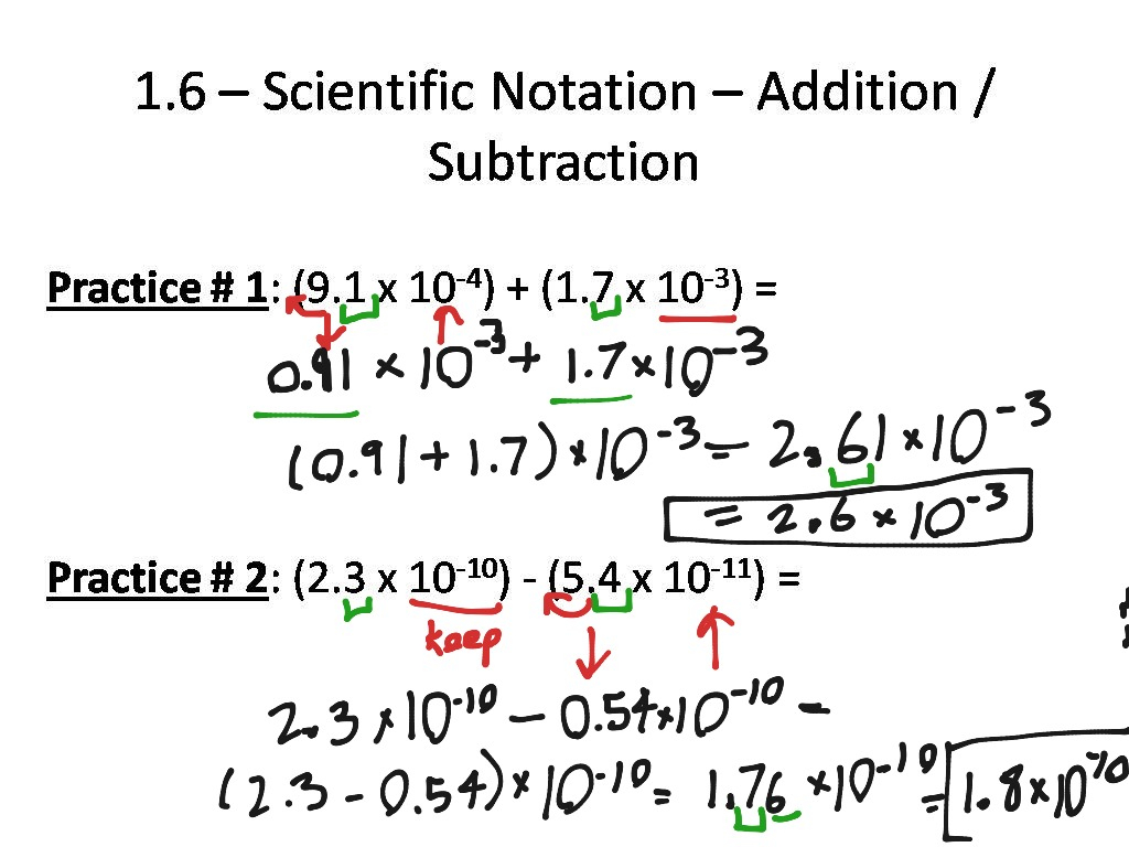 ShowMe Addition And Subtraction With Scientific Notation