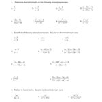 Simplify Rational Expressions Worksheet Educational Worksheet