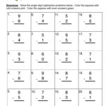 Single Digit Numbers Subtraction Worksheet Have Fun Teaching