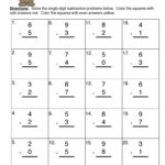 Single Digit Subtraction Worksheet Have Fun Teaching