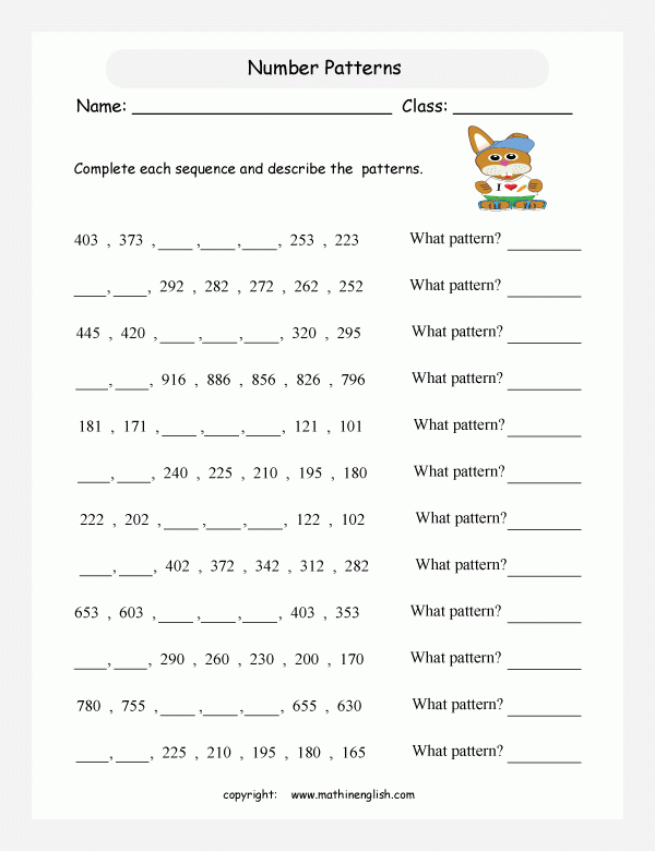 Solve Our Subtraction Pattern Worksheet With 2 Digit Decreasing Steps 