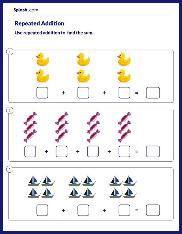 Solve Using Repeated Addition Math Worksheets SplashLearn