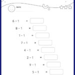 Subtract 1 Within 10 Horizontal Subtraction Math Worksheets