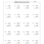 Subtract 3 Digit With Zero Grade 4 Worksheet