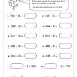 Subtract 9 From 3 digit Numbers Subtraction Maths Worksheets For Year