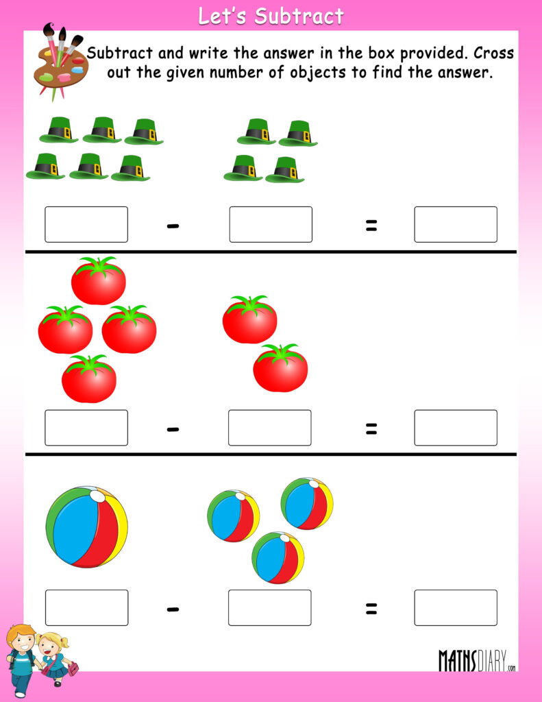 Subtract By Crossing The Objects Worksheets Math Worksheets 