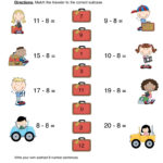 Subtract Eight Matching Worksheet Have Fun Teaching