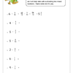 Subtract Fractions From Whole Numbers Fraction And Decimal Worksheets