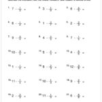Subtracting Fractions From Whole Numbers Gr 4 5 Printable Skills Sheets