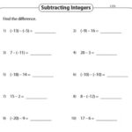 Subtracting Integers Worksheet