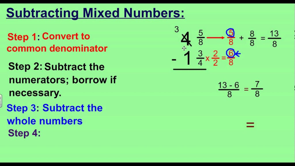 Subtracting Mixed Numbers W Borrowing YouTube